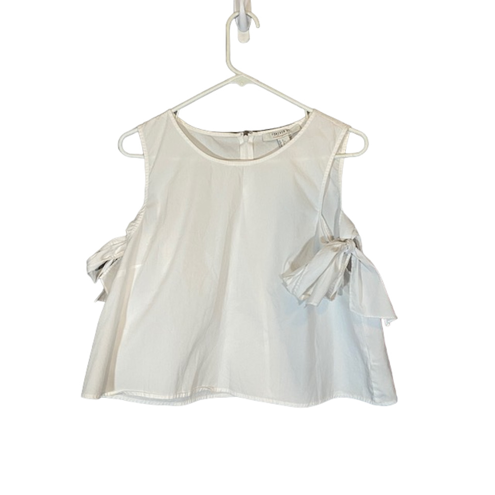 Forever 21 Women’s White Bow Detail Sleeveless Blouse Size Large - Picture 7 of 8